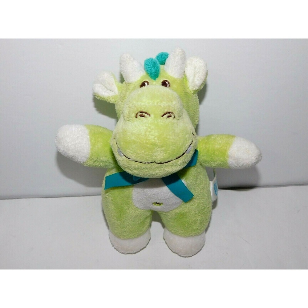 Honey Bunny Green Plush Rattle Dinosaur 8.5" Stuffed Baby Lovey Comforter Toy